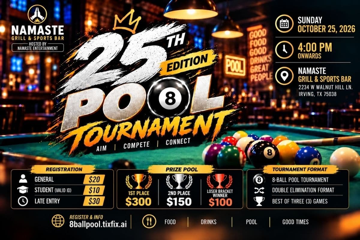 25th Pool Tournament – Namaste Grill & Sports Bar
