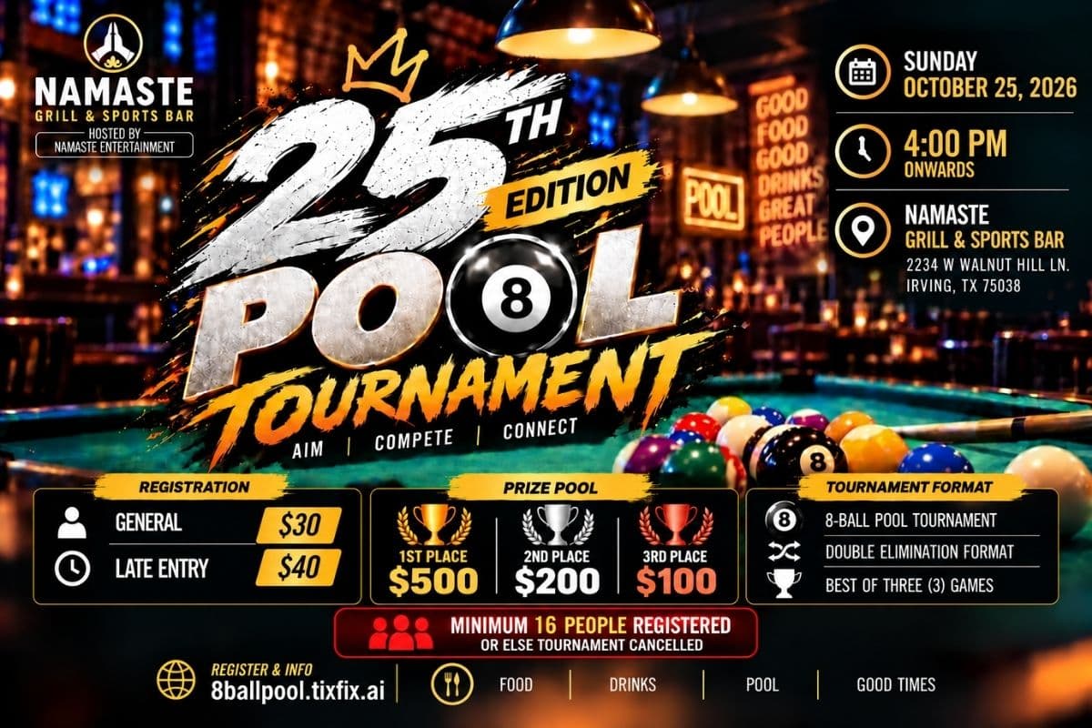 25th Pool Tournament – Namaste Grill & Sports Bar
